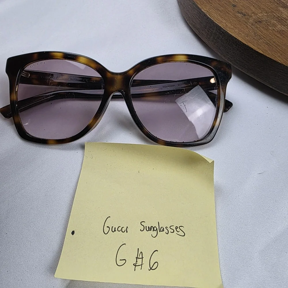 Gucci GG0459SA 003 Sunglasses Womens Brown Tortoise Purple Square Italy